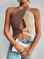 Load image into Gallery viewer, Front Cut Out Crop Halter Top