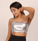 Load image into Gallery viewer, Solid Metallic Cami Crop Top
