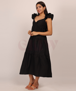 Load image into Gallery viewer, Nessa Black Maxi Dress