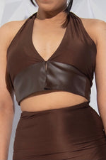 Load image into Gallery viewer, Brown Skirt with slit