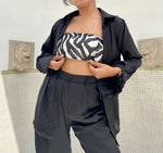 Load image into Gallery viewer, Black Satin Shirt and Pants