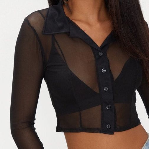 Black Mesh Top/Shirt