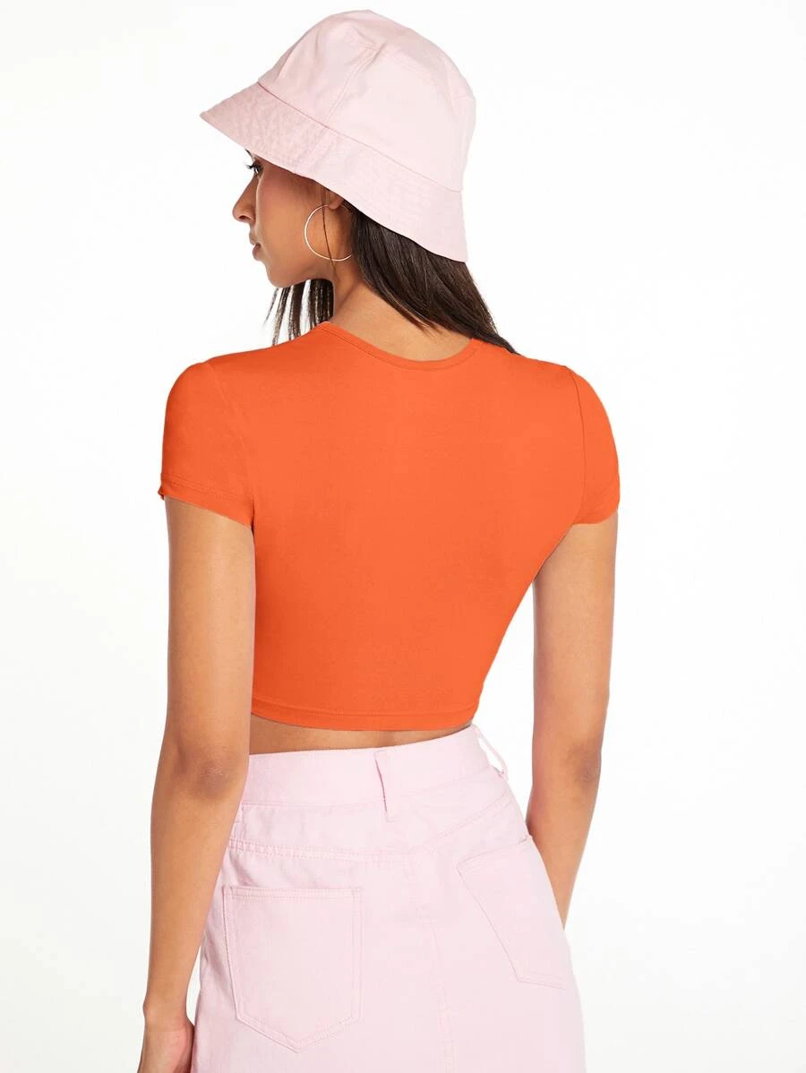 Green Solid Mock Neck Crop Top