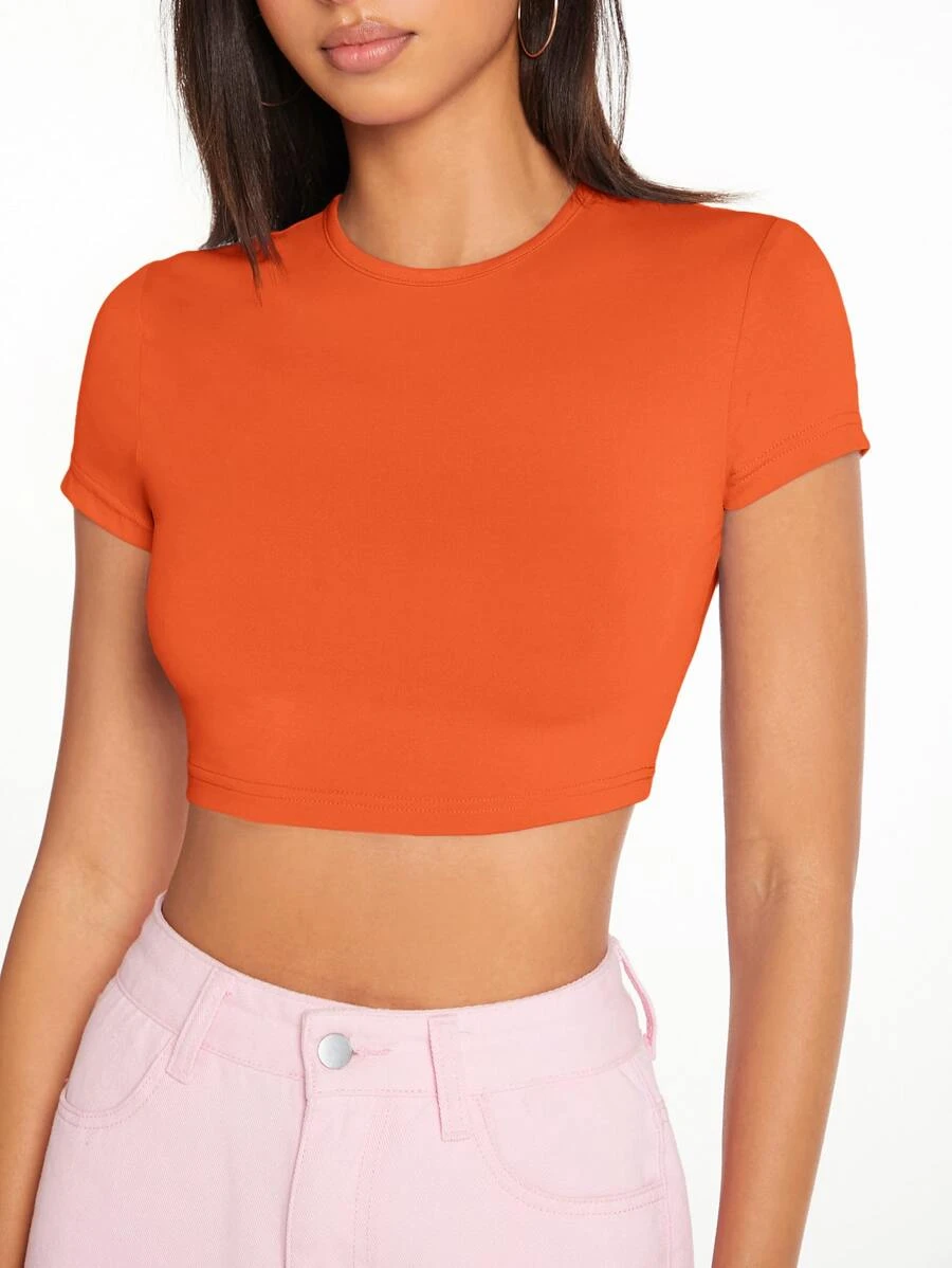 Green Solid Mock Neck Crop Top