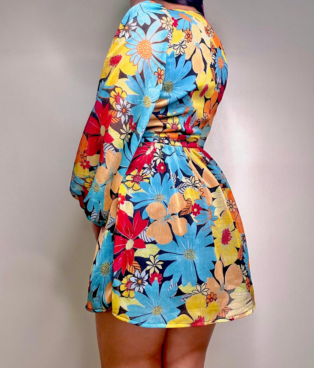 Florale Balloon Sleeve Dress
