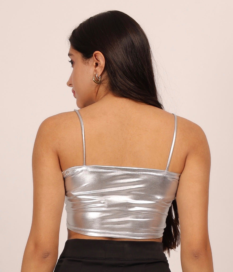Solid Metallic Cami Crop Top
