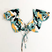 Printed Front Tie Crop Top