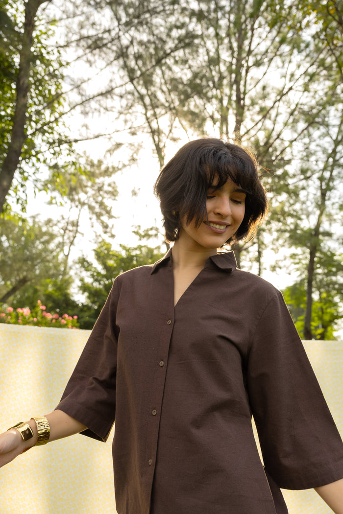 The Autumn Shirt- Flared Sleeve Linen Shirt
