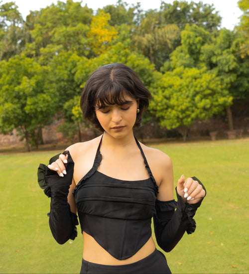 The midnight Corset- Cowl Neck Corset Top