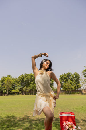The Willow Dress- Georgette Dress with Waist Belt