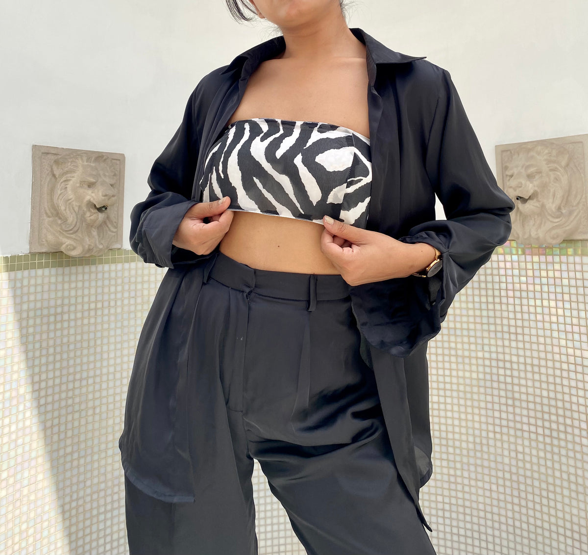 Black Satin Shirt and Pants