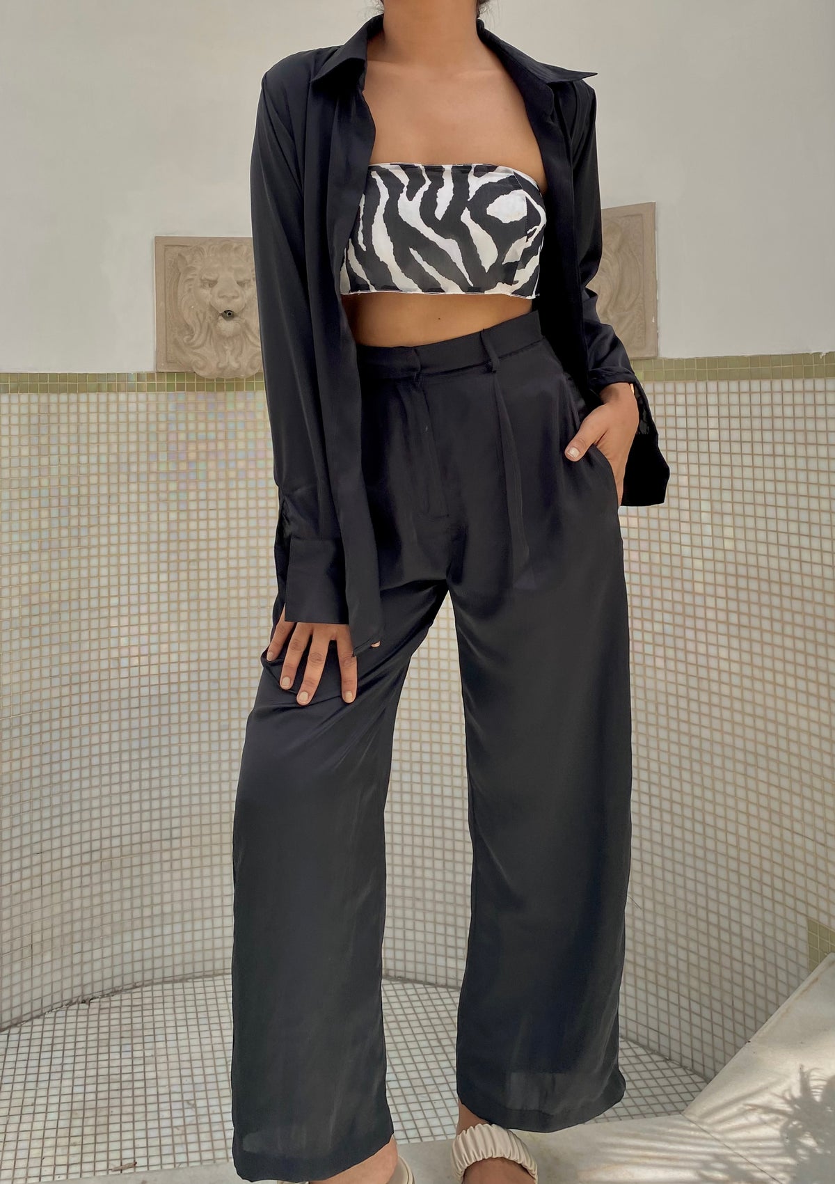 Black Satin Pants